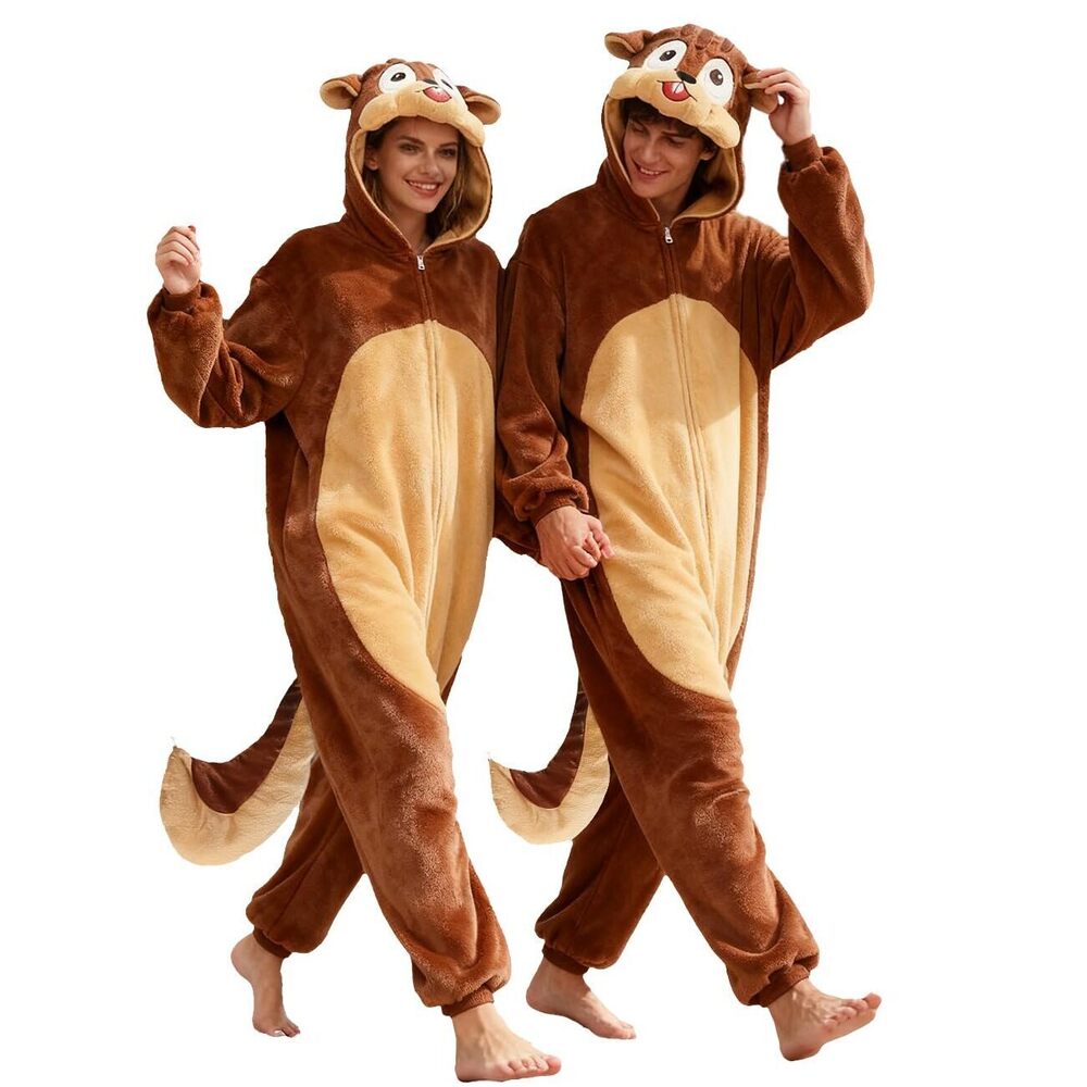 3595 Squirrel Onesie Pajamas Adult Squirrel Costume Christmas Cosplay